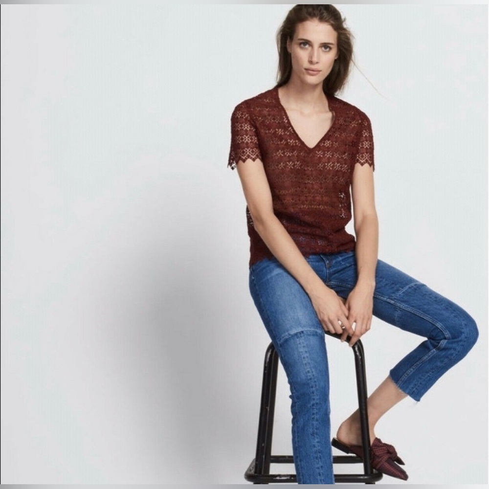 Sandro Lace Short‎ Sleeve Top, Size 2